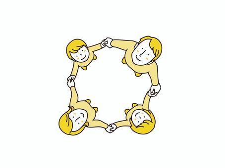 手をつなぐ家族 手つなぎ,家族,輪,男性,女性,子供,笑顔のイラスト素材