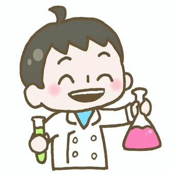 科学を楽しんでいる子ども こども,子ども,科学,楽しい,楽しむ,笑顔,化学,白衣,理科,サイエンスのイラスト素材
