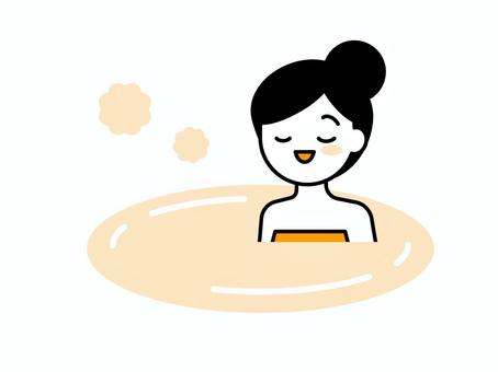 お風呂に浸かる女性のイラスト01 人物,女性,20代,30代,40代,美容,お風呂,温泉,湯船,リラックスのイラスト素材