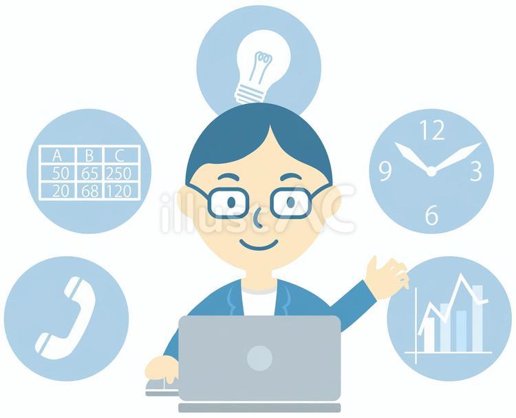 マルチタスクの男性会社員 タスク,オールラウンダー,万能のイラスト素材