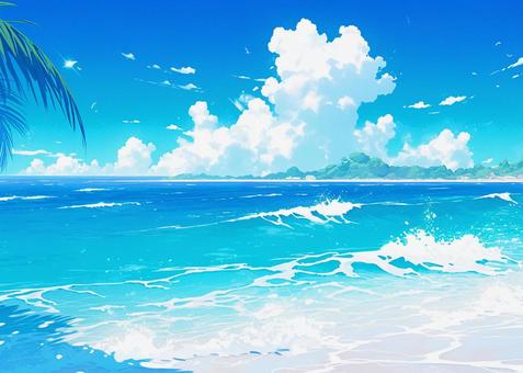 Illustration, sea, wave, beach, 