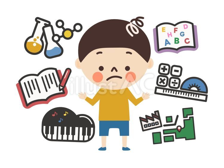 知的障害で勉強が分からない男の子 知的障害,境界知能,発達障害のイラスト素材