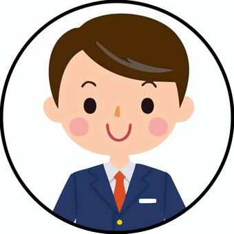 ネクタイ締めた男性丸アイコンその６ 男性,男子,男,会社員,学生,スーツ,ネクタイのイラスト素材