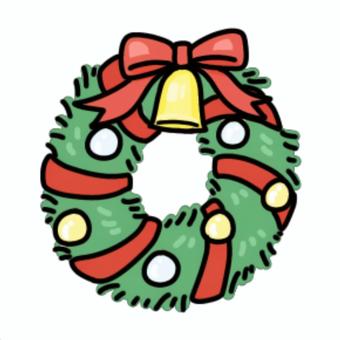 クリスマスリース 冬,クリスマス,ジングルベル,夜,オーナメント,リース,クリスマスリース,ベル,もみの木,飾りのイラスト素材
