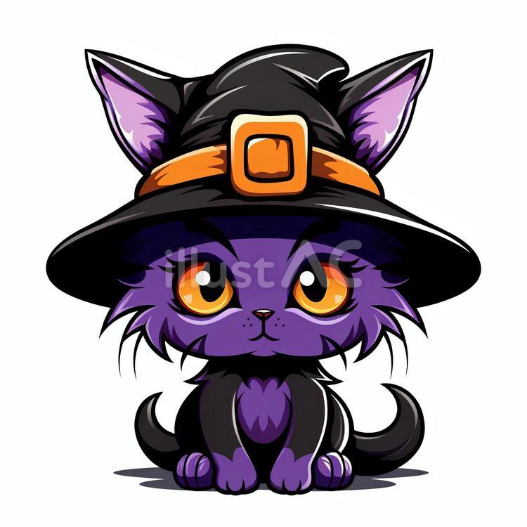ハロウィン(黒猫)３ 黒猫,動物,ハロウィンのイラスト素材