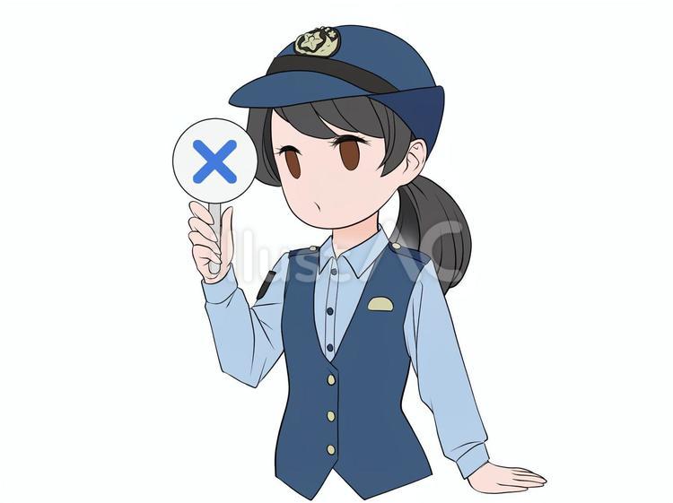 マルバツ棒を持つ女性警察官 女性,警察官,警察のイラスト素材