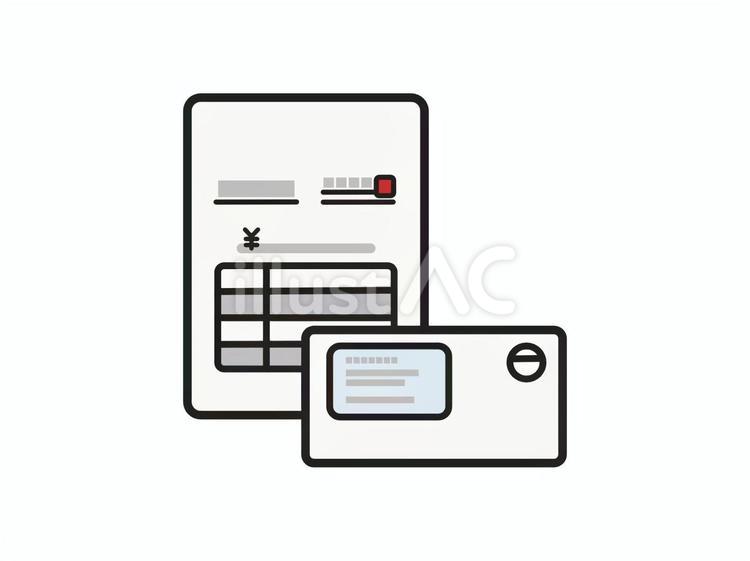 金銭取引の書類と窓あき封筒のアイコン 書類,ドキュメント,サンプルのイラスト素材