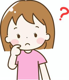 疑問を感じる女の子 女の子,どうして,なぜ,疑問,はてな,わからない,質問,不思議,こども,幼児のイラスト素材