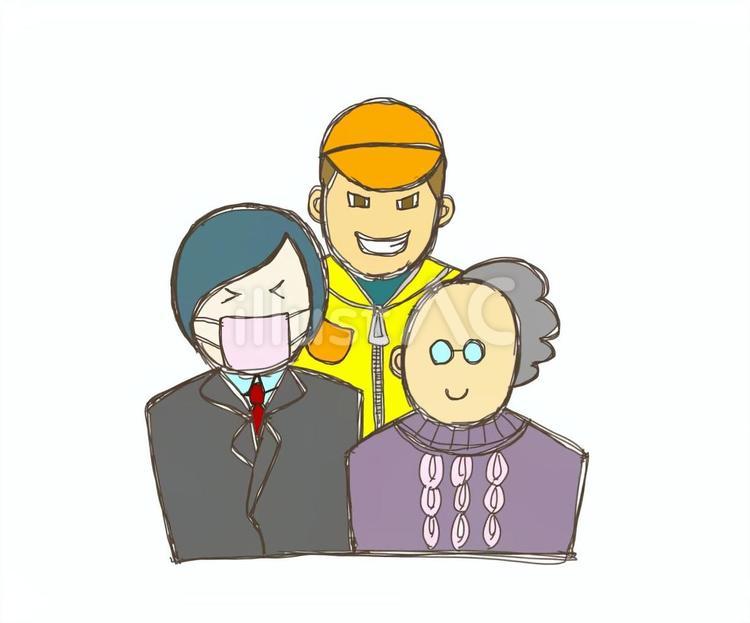おじさん三人衆 おじさん,初老,中年のイラスト素材