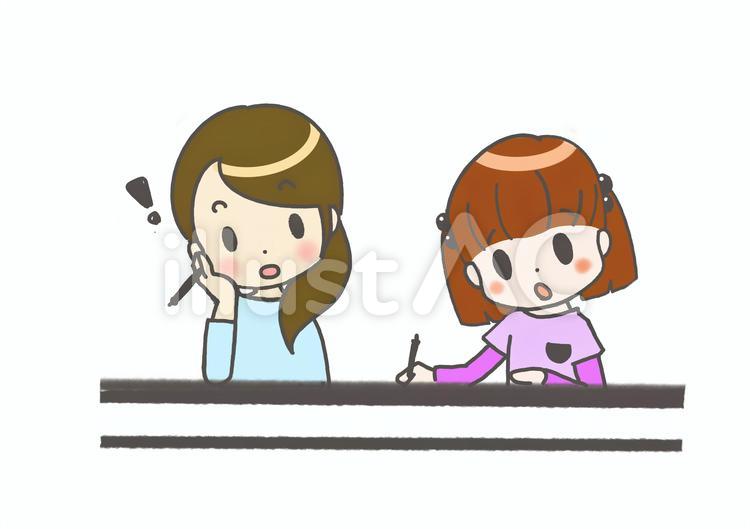 中学受験　お友達と一緒に勉強する小学生 塾生,小学生,受験生のイラスト素材