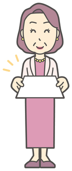  お金持ちマダム-191-全身 書類,おばさん,中年,女性,富裕層,マダム,裕福,お金持ち,ミセス,おばちゃんのイラスト素材