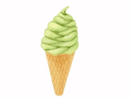 抹茶アイス 抹茶アイス,抹茶ソフトクリーム,アイス,スイーツ,夏,手描きのイラスト素材