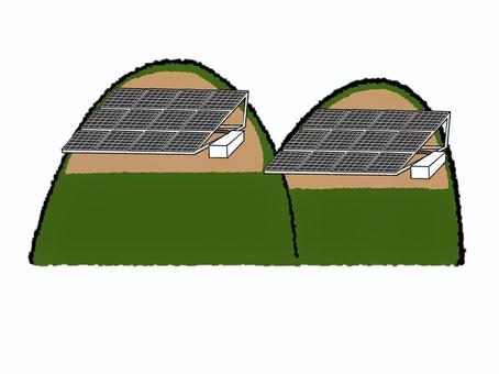 Illustration, solar power generation panels, mountain, natural, 