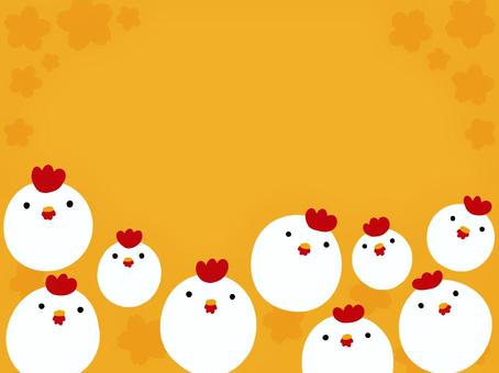 Orange background with chickens, , JPG