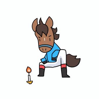 Illustration, racehorse, candle, stare, 