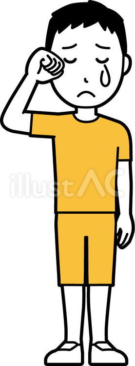  半袖男性（黄）-158-全身 泣く,男性,半袖のイラスト素材