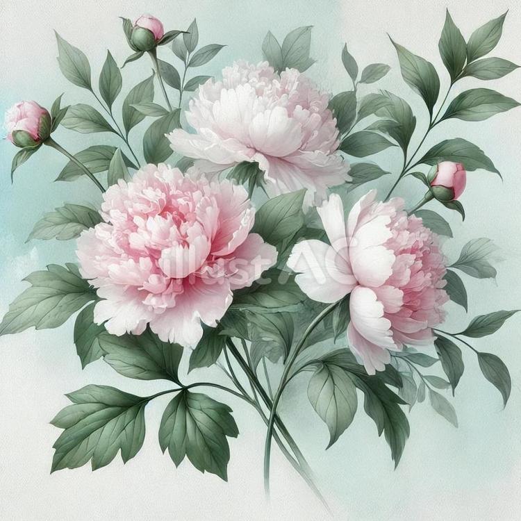 牡丹の花束 花,春,牡丹のイラスト素材