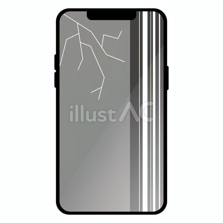 画面が割れて壊れたスマホ スマホ,スマートフォン,画面割れのイラスト素材