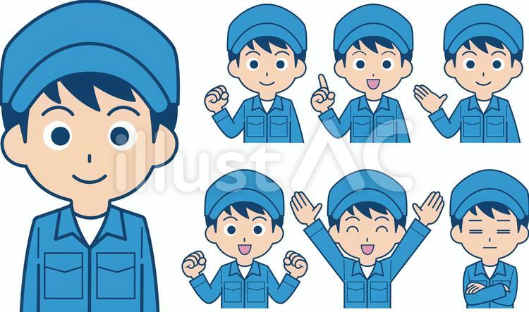 作業員の男性　セット　帽子　 男性,作業員,帽子のイラスト素材