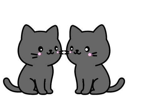 二匹の猫 猫,可愛い,動物,二匹,笑顔のイラスト素材