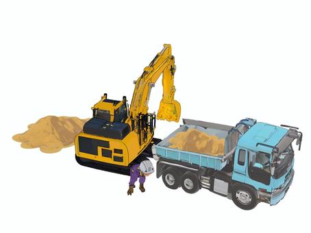 Illustration, backhoe, construction industry, civil engineering, 