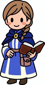 紺の魔導士です。 魔導士,シンプル,魔法使い,ファンタジー,職業,マジシャン,魔術師,呪文,魔法書,魔法のイラスト素材