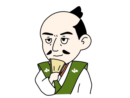 策を練る織田信長 織田信長,似顔絵,肖像画,ゆるい,かわいい,手描き,デフォルメ,歴史,人物,上半身のイラスト素材