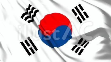 韓国の国旗がはためいています。