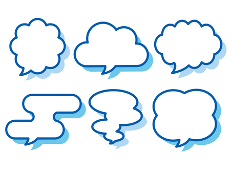 いろいろな雲型の吹き出しセット01 吹き出し,下吹き出し,フレーム,囲み,ふきだし,枠,囲み枠,背景枠,線画,雲のイラスト素材