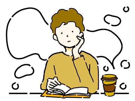 コーヒーブレイクしながら本を読む男性 読書,一息,ひと息,休憩,休む,本,コーヒーブレイク,お茶,学ぶ,勉強のイラスト素材