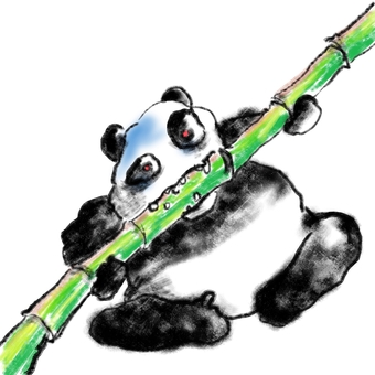 筍と間違えて青竹に噛みついたパンダ 筍と間違えて青竹に噛みついたパンダ パンダ,筍,青竹,噛みつく,無謀,嚙めないのイラスト素材
