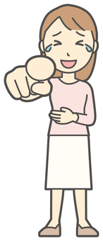  ロングヘア女性-147-全身 指さす,女性,女の子,人物,かわいい,指名,人差指,指す,指摘,強調のイラスト素材