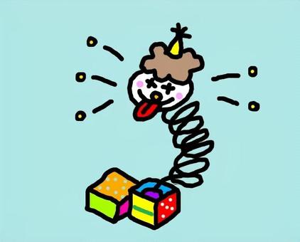 びっくり箱 びっくり箱,飛び出す,ピエロ,ばね,おもちゃのイラスト素材