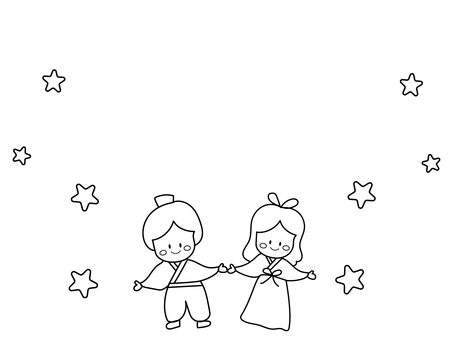 星と織姫と彦星フレーム 星と織姫と彦星フレーム 七夕,織姫,彦星のイラスト素材
