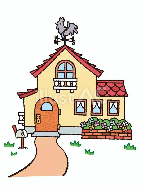 風見鶏のある家 家,一軒家,一戸建てのイラスト素材