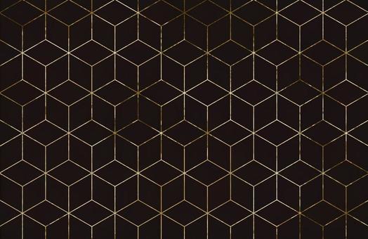 ゴールドとブラックの六角形柄 パターン,六角形,ハニカム,キューブ,立方体,背景,壁紙,ゴールド,金,メタリックのイラスト素材
