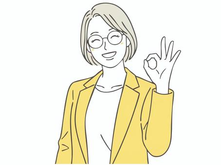 OKサインをする女性3 ok,okサイン,女性,キャリアウーマン,大丈夫,安心,笑顔,働く,手,ビジネスのイラスト素材