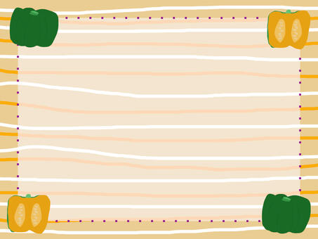 かぼちゃのフレームイラスト かぼちゃ,断面,種,茎,食べ物,野菜,フレーム,横線,点線のイラスト素材