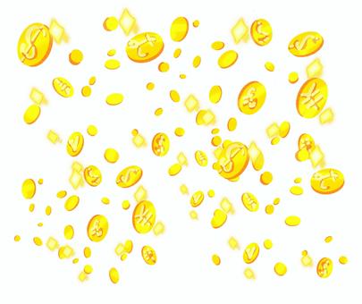 降ってくる金貨  降ってくる金貨,金貨,お金,当たり,コイン,背景のイラスト素材