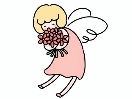 お花を抱えて微笑む天使