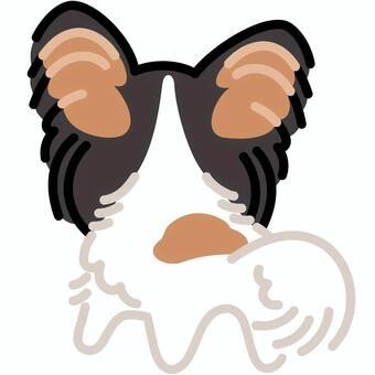 パピヨン（うしろ）5 パピヨン,犬,動物,立つ,うしろ,しっぽ,おしり,シンプル,かわいい,キュートのイラスト素材