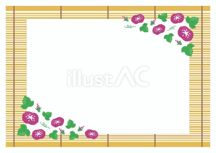 すだれとあさがおの夏の背景素材02 すだれ,夏,あさがおのイラスト素材