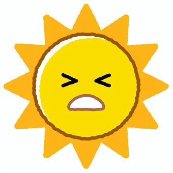 手書き風のかわいい太陽ぎゅっとつぶった目 手書き風のかわいい太陽ぎゅっとつぶった目 太陽,夏,手書きのイラスト素材