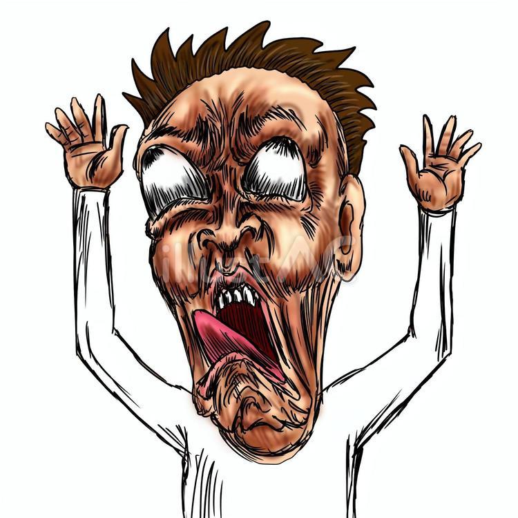 ダメージを受けすごい形相をする男性 ダメージ,ショック,やられるのイラスト素材