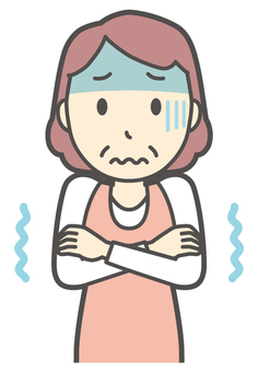  エプロンおばちゃん-112-バスト 寒い,おばちゃん,エプロン,お母さん,ママ,中年,おばさん,主婦,人物,かわいいのイラスト素材