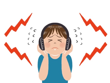音が嫌でイヤーマフをしている子 子ども,発達障害,特別支援,療育,サポート,福祉,グレーゾーン,発達グレー,手描き,やさしいのイラスト素材