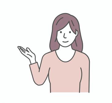 若い女性イラスト / 薦める・紹介する 人物,紹介,日本人,女性,薦める,ナビゲーション,ご案内,ガイダンス,上半身,若いのイラスト素材