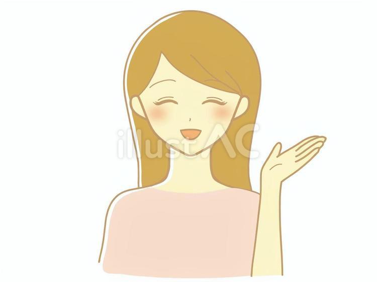 笑顔で案内する女性(左手) 人物,女性,笑顔のイラスト素材