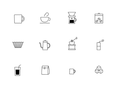 シンプルアイコン　コーヒー コーヒー,アイコン,シンプル,線画,ミニマル,図形,ロゴ,幾何学,モノトーン,コーヒー豆のイラスト素材