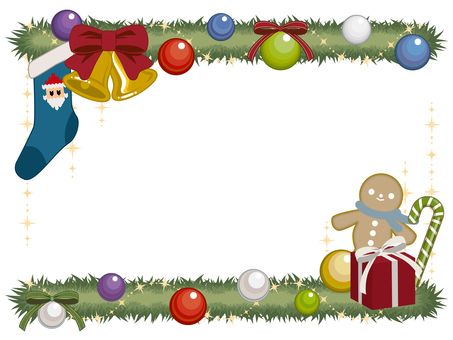 クリスマスフレーム1 クリスマス,フレーム,飾り枠,枠,冬,イベント,祭り,お祝い,ベル,鐘のイラスト素材